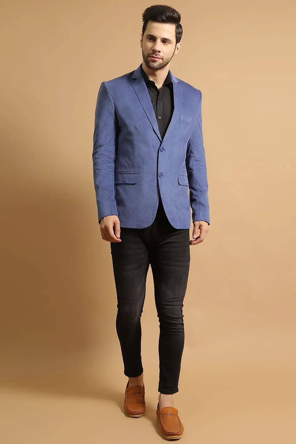 Corduroy Cotton Blue Blazer