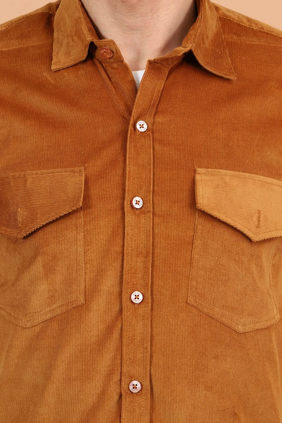 Corduroy Cotton Brown 1 Solid Shirt