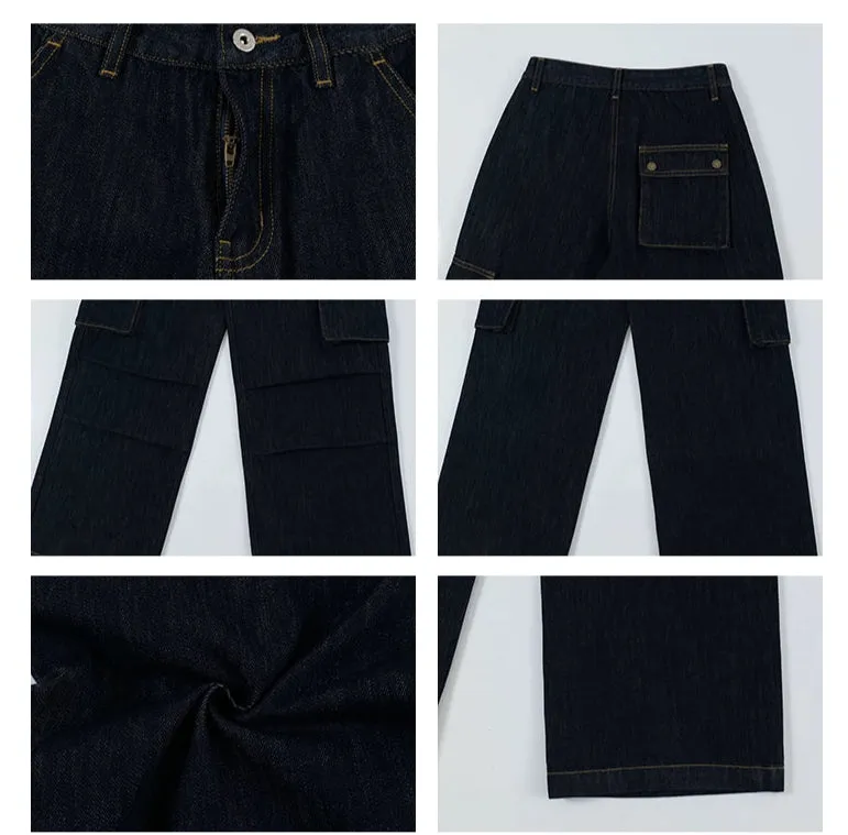Loose Fit Denim Cargo Pants